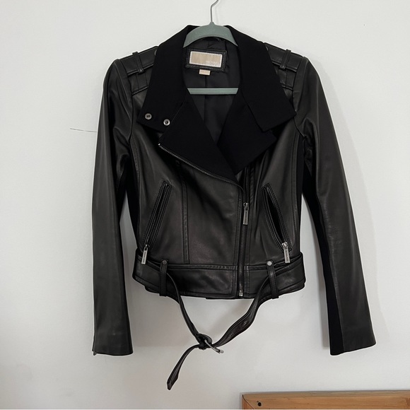 MICHAEL Michael Kors Black Leather Jacket Size Small - Picture 2 of 6